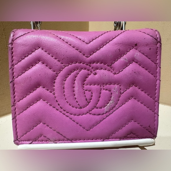 Gucci Pink Chevron Marmont Wallet - Picture 2 of 11